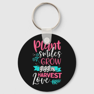Plant Smiles Grow Giggles Love Keychain