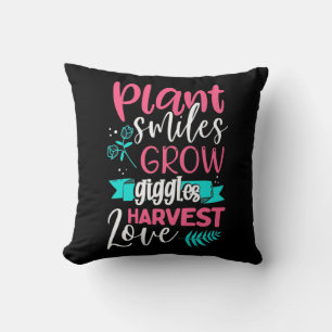 Plant Smiles Grow Giggles Love Throw Pillow