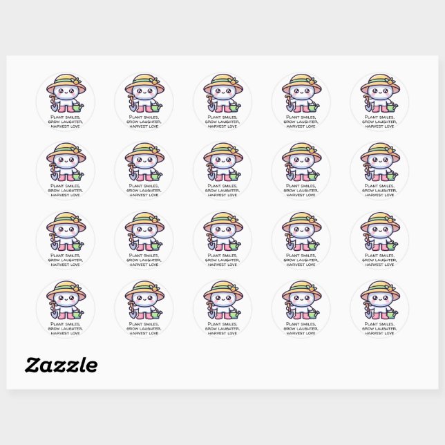 Plant smiles, grow laughter, harvest love classic round sticker (Sheet)