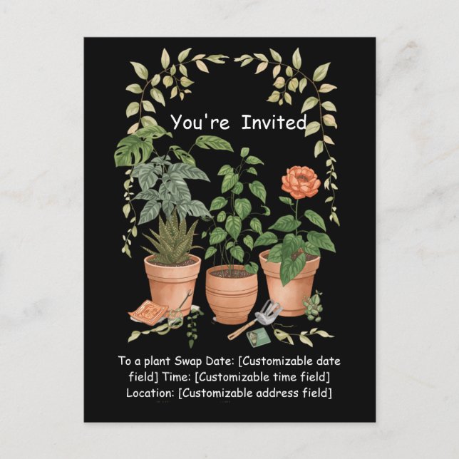 Plant Swap Invitation Earth Day Event Card (Devant)