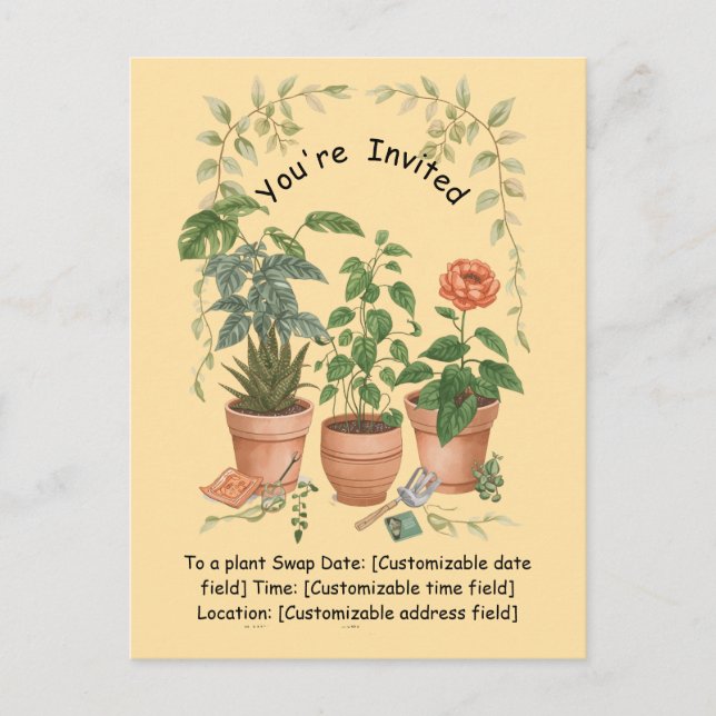 Plant Swap Invitation Earth Day Event Card (Devant)