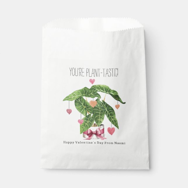 Plant-tastic Houseplant Pun Classroom Valentine  Favour Bag (Front)