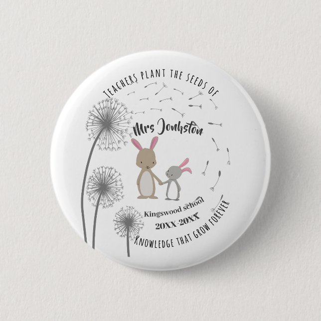 Plant the Seed of Knowledge Button, Dandelion  2 Inch Round Button (Front)