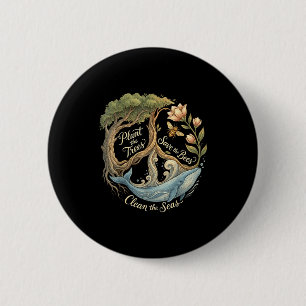 Plant the trees save the bees peace sign earth day 2 inch round button