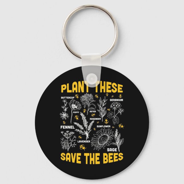 Plant These Save The Bees Keychain (Front)