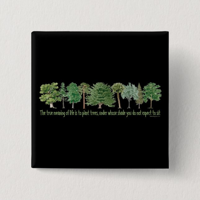 Plant Trees 2 Inch Square Button (Front)