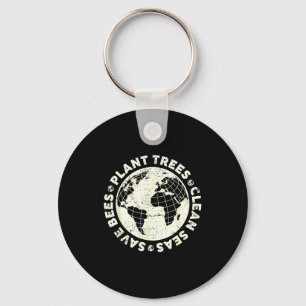 Plant trees clean seas save bees earth day activis keychain