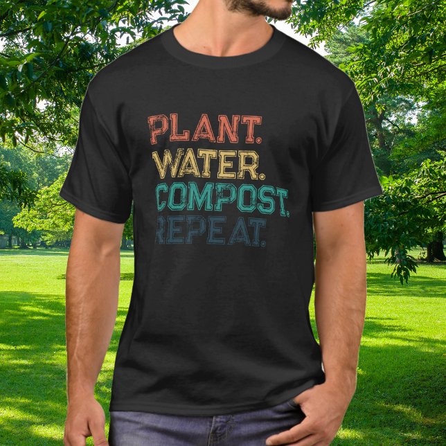 Plant Water Compost Repeat Colourful Typography T-Shirt (Creator Uploaded)