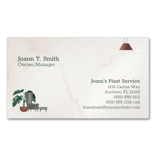 Plant Watering Service Custom Text Business Card M (Front)