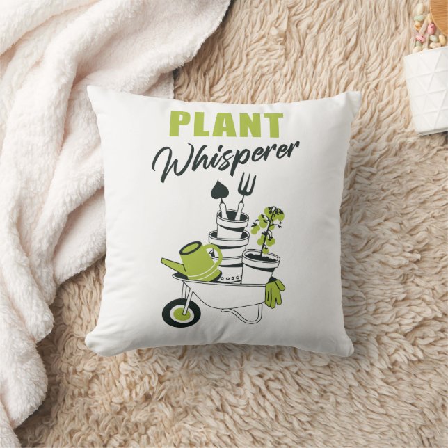 Plant Whisperer – Funny Cute Gardener & Plant  Throw Pillow (Blanket)