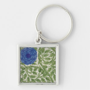 Plant with a blue flower (w/c on paper) keychain