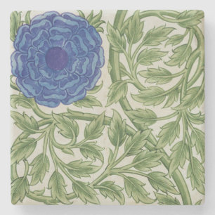 Plant with a blue flower (w/c on paper) stone coaster