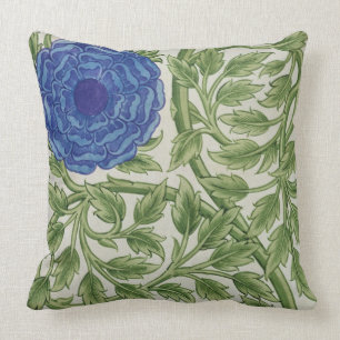 Plant with a blue flower (w/c on paper) throw pillow