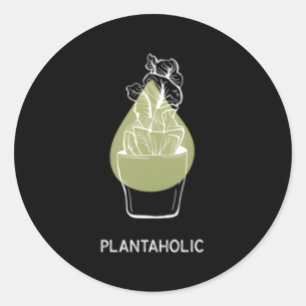 Plantaholic Sustainability With Hand Drawn Potted  Classic Round Sticker