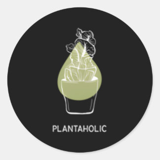 Plantaholic Sustainability With Hand Drawn Potted  Classic Round Sticker