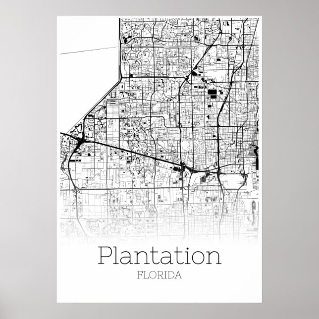 Plantation Map - Florida - City Map Poster (Front)