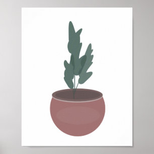 Plante dans un pot en argile Art mural à feuilles