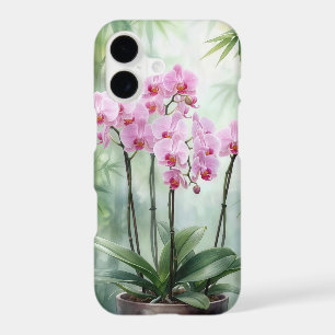 Plante d'orchidée rose sur bambou