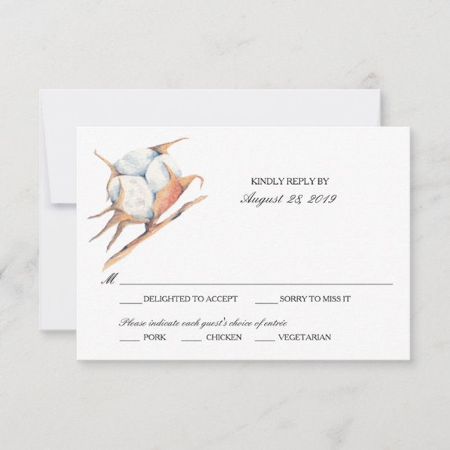 Plante en coton aquarelle | Mariage RSVP (Devant)