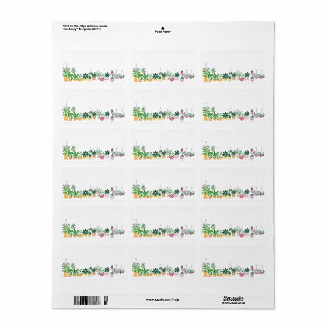 Plante Lover Étiquette de adresse (Feuille entière)