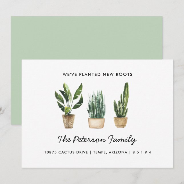 Planted New Roots Our Family Has Moved Announcement (Front/Back)