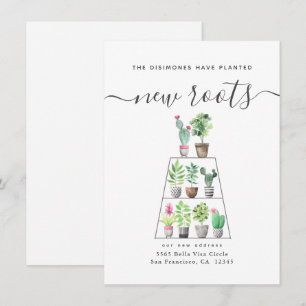Planted New Roots Watercolor Plant Moving Announcement