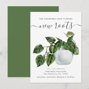 Planted New Roots Watercolor Plant Moving Announcement