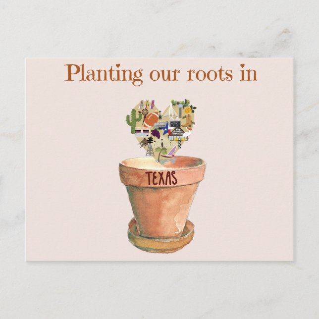 Planter nos racines au Texas nouveau faire-part (Devant)
