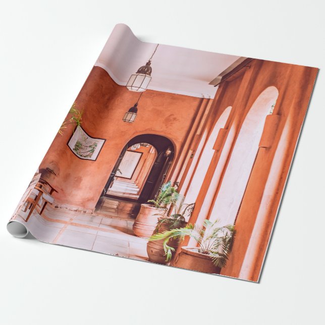 PLANTERS WITH PLANT NEAR AREA RUG INSIDE ROOM WRAPPING PAPER (Unrolled)