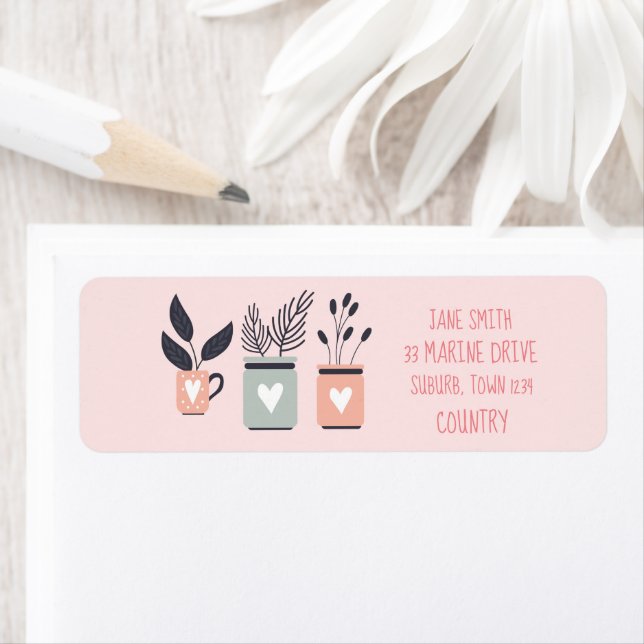 Plantes de pot moderne rose et gris pastel (En situation)