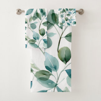 Plantes d'eucalyptus à l'aquarelle bleue et verte
