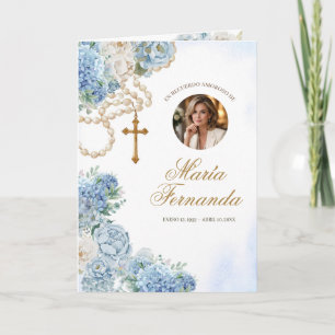 Plantilla para Programa Funerario Floral Azul Program