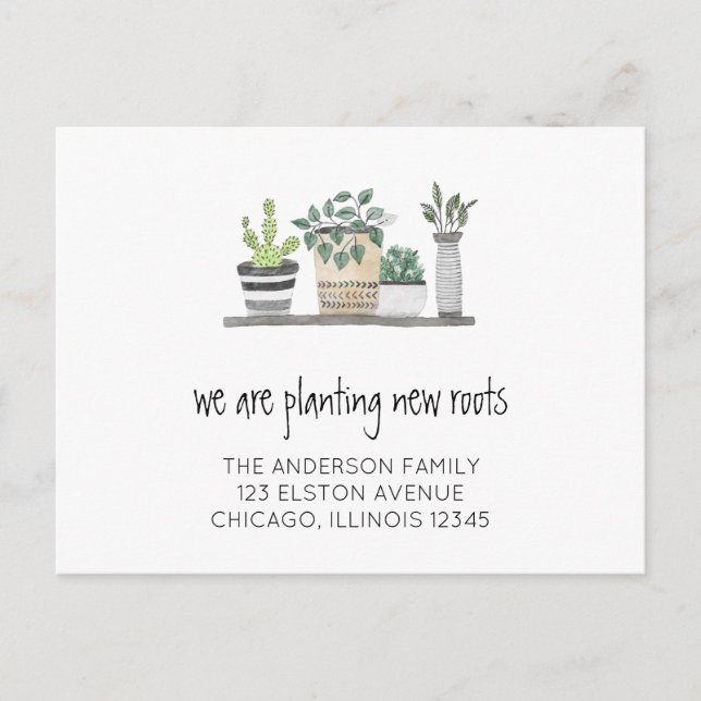 Planting New Roots New Address Moving Announcement Postcard (Front)
