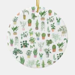Plantita House Plants and Pots Pattern Ceramic Ornament