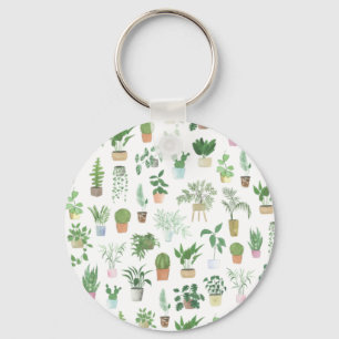 Plantita House Plants and Pots Pattern Tote Bag Keychain