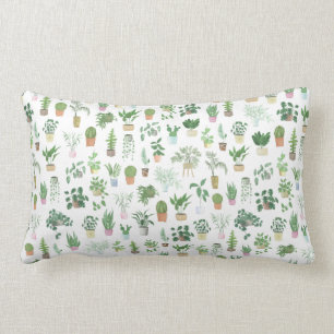 Plantita House Plants and Pots Pattern Tote Bag Lumbar Pillow