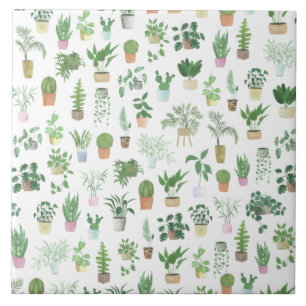 Plantita House Plants and Pots Pattern Tote Bag Tile