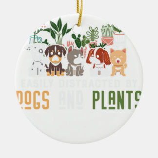 Plants-and-Dogs-Plant-Lover Ceramic Ornament