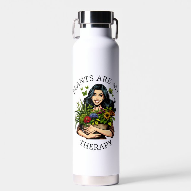 Plants are my Therapy | Funny Plant Addict Water Bottle (Front)