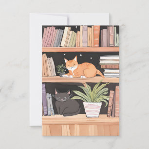 Plants, Cats And Books - Bookish Cat Aesthetic Thank You Card