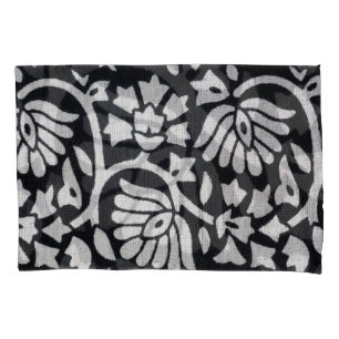 Plants, flowers, abstract black-white tablecloth. pillowcase