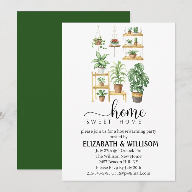  Plants Home Sweet Home Housewarming Party Invitation (Front/Back)