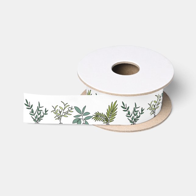 Plants illustration   satin ribbon (Spool)