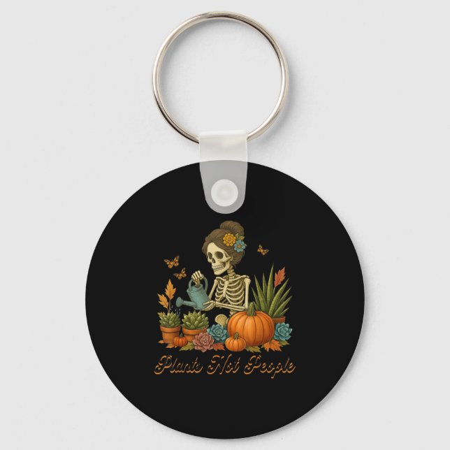 Plants Not People Plant Lover Skeleton Gardening D Keychain (Front)