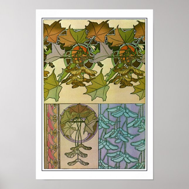 Plants of Art Nouveau Style, Mucha Poster (Front)