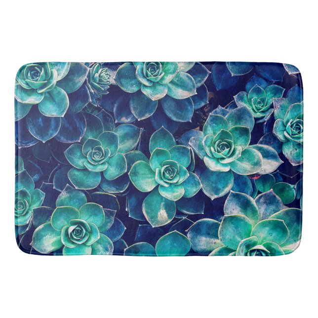 Plants of Blue And Green Bath Mat (Front)