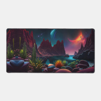 Plants on an Alien planet under stars Desk Mat