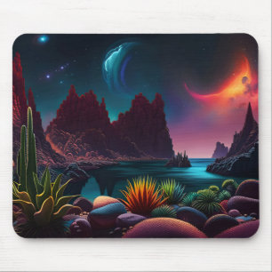 Plants on an Alien planet under stars  Mouse Pad