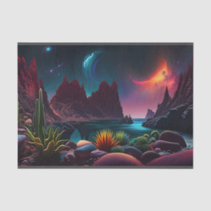 Plants on an Alien planet under stars Tissue Paper