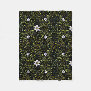Plants pattern.10b Black BG Fleece Blanket
